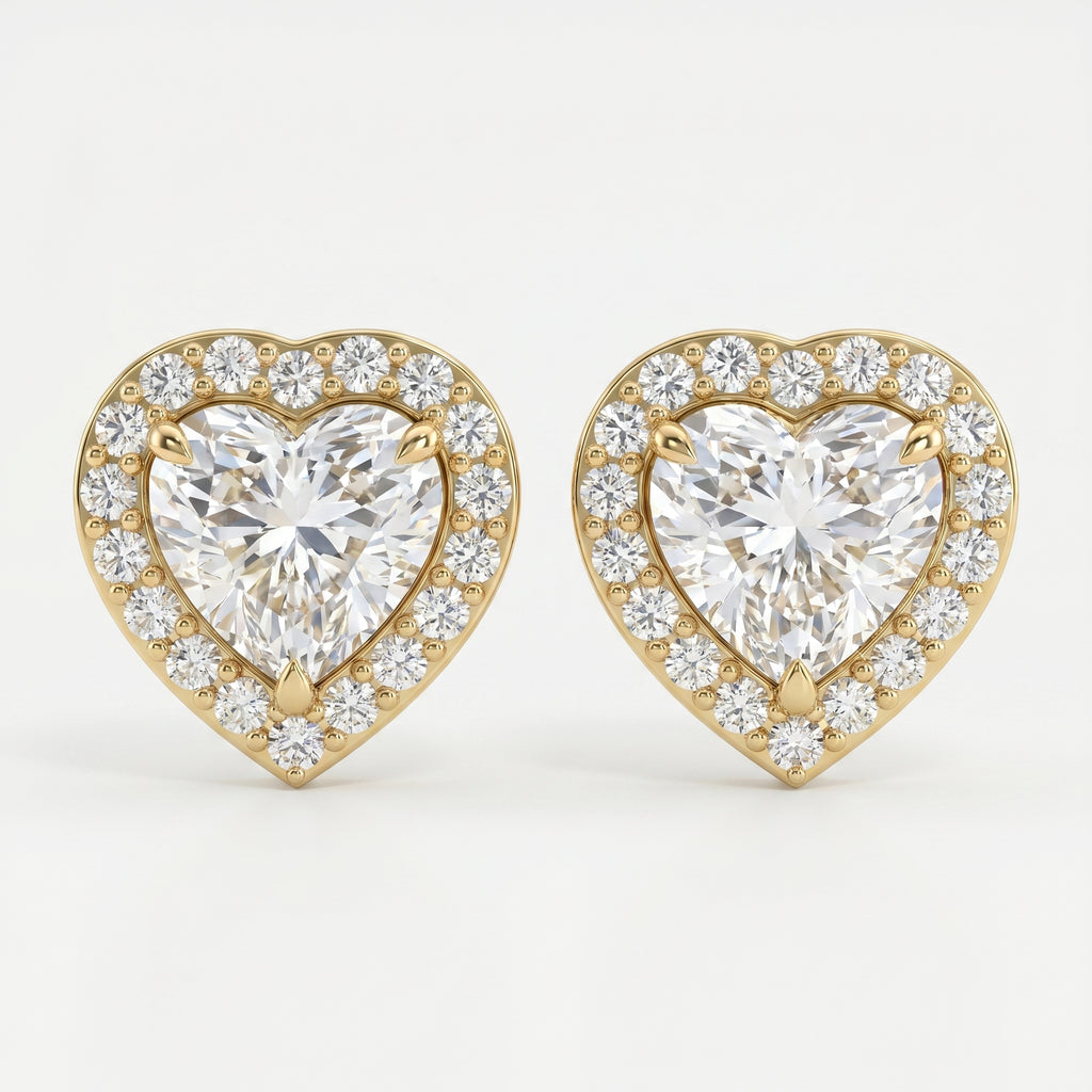 Heart Diamond Halo Stud Earring