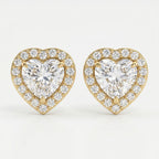 Heart Diamond Halo Stud Earring