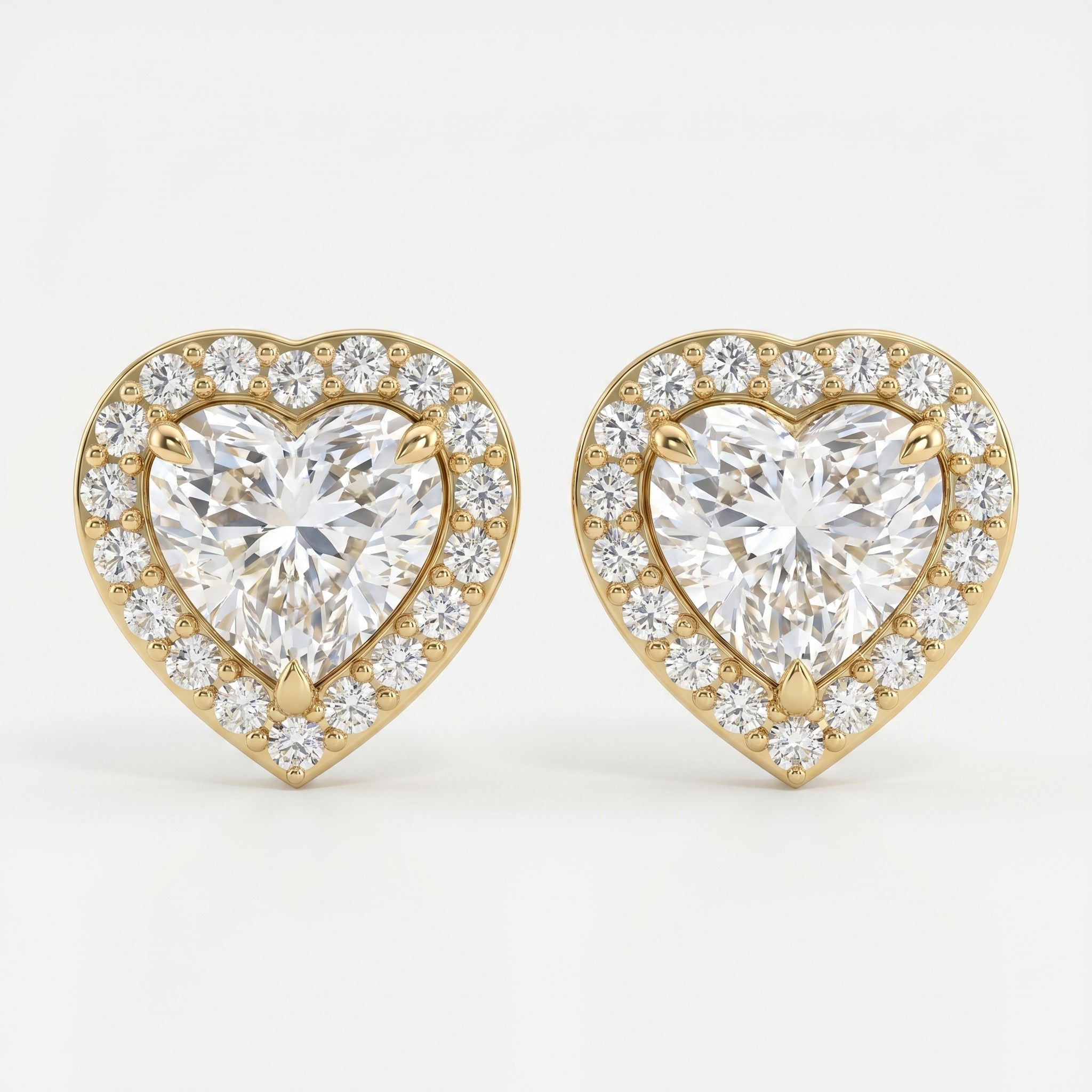 Heart Diamond Halo Stud Earring
