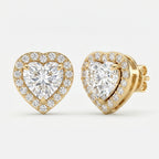 Heart Diamond Halo Stud Earring