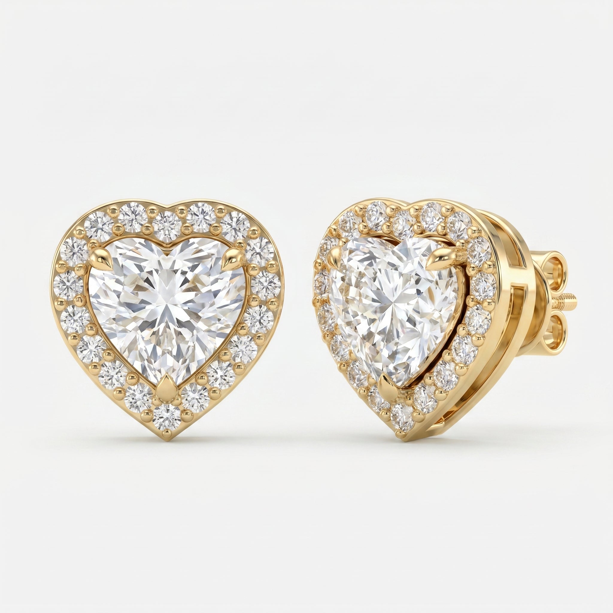 Heart Diamond Halo Stud Earring