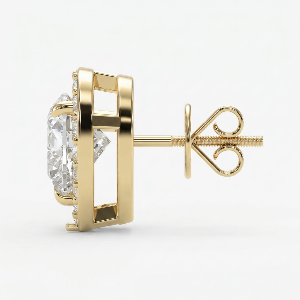 Heart Diamond Halo Stud Earring