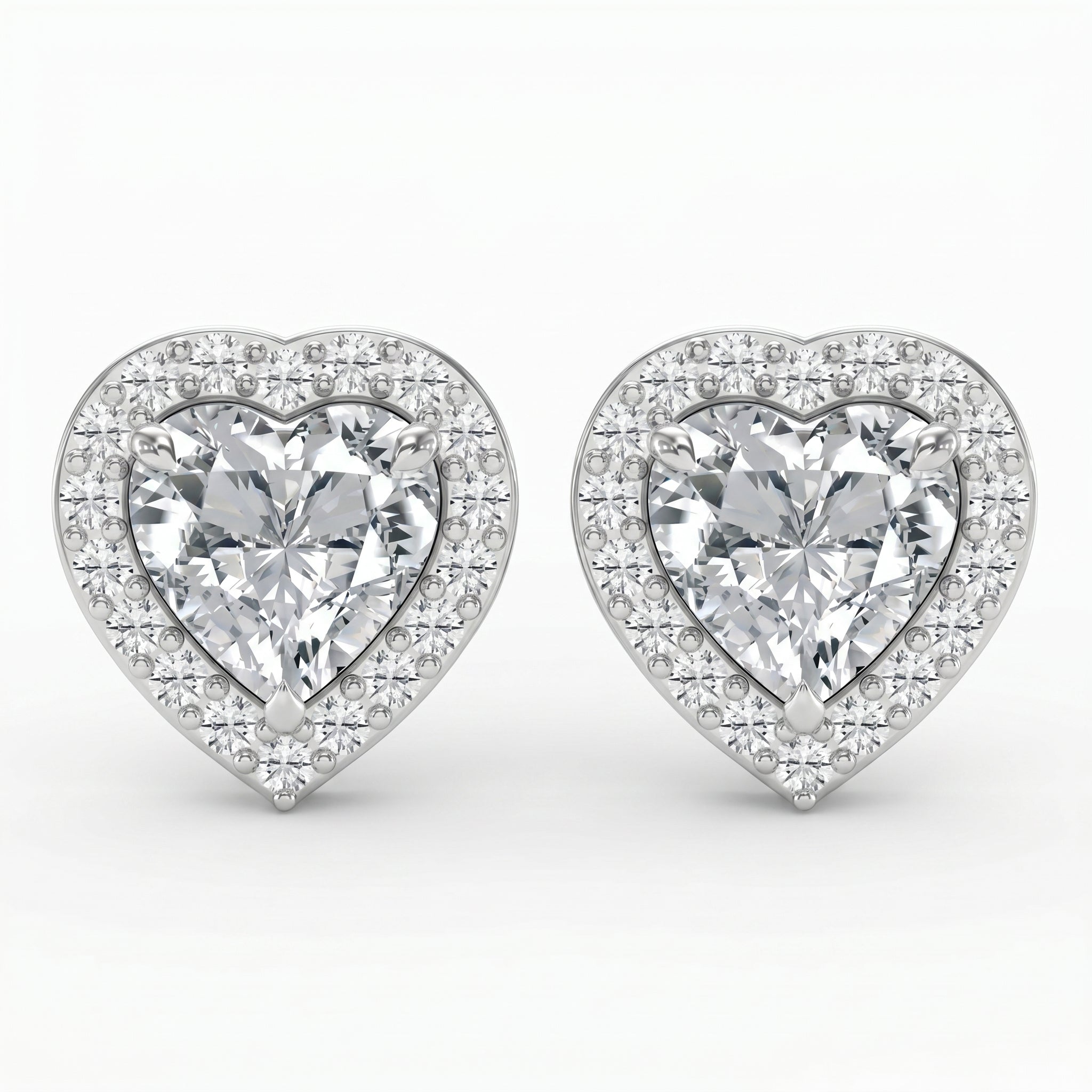 Heart Diamond Halo Stud Earring