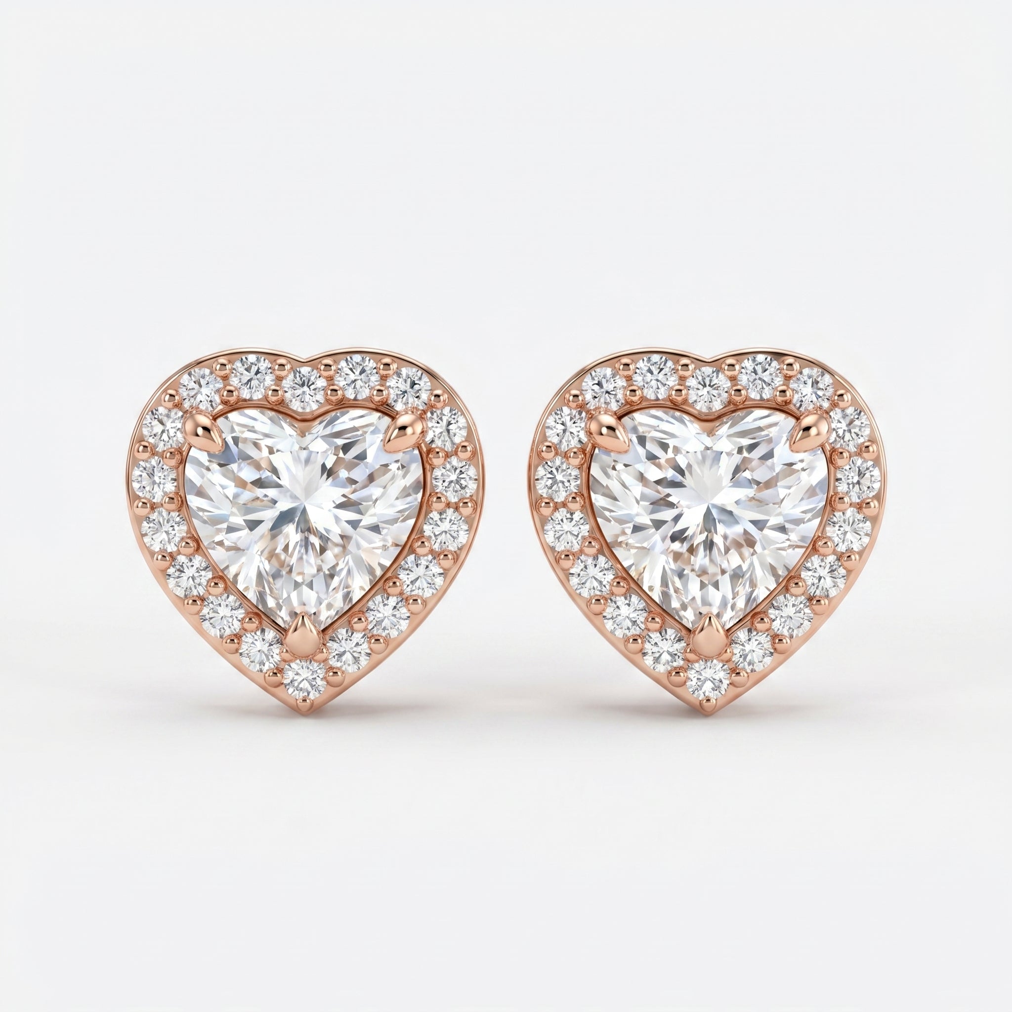 Heart Diamond Halo Stud Earring