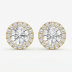 Elegant Round Diamond Halo Stud Earring