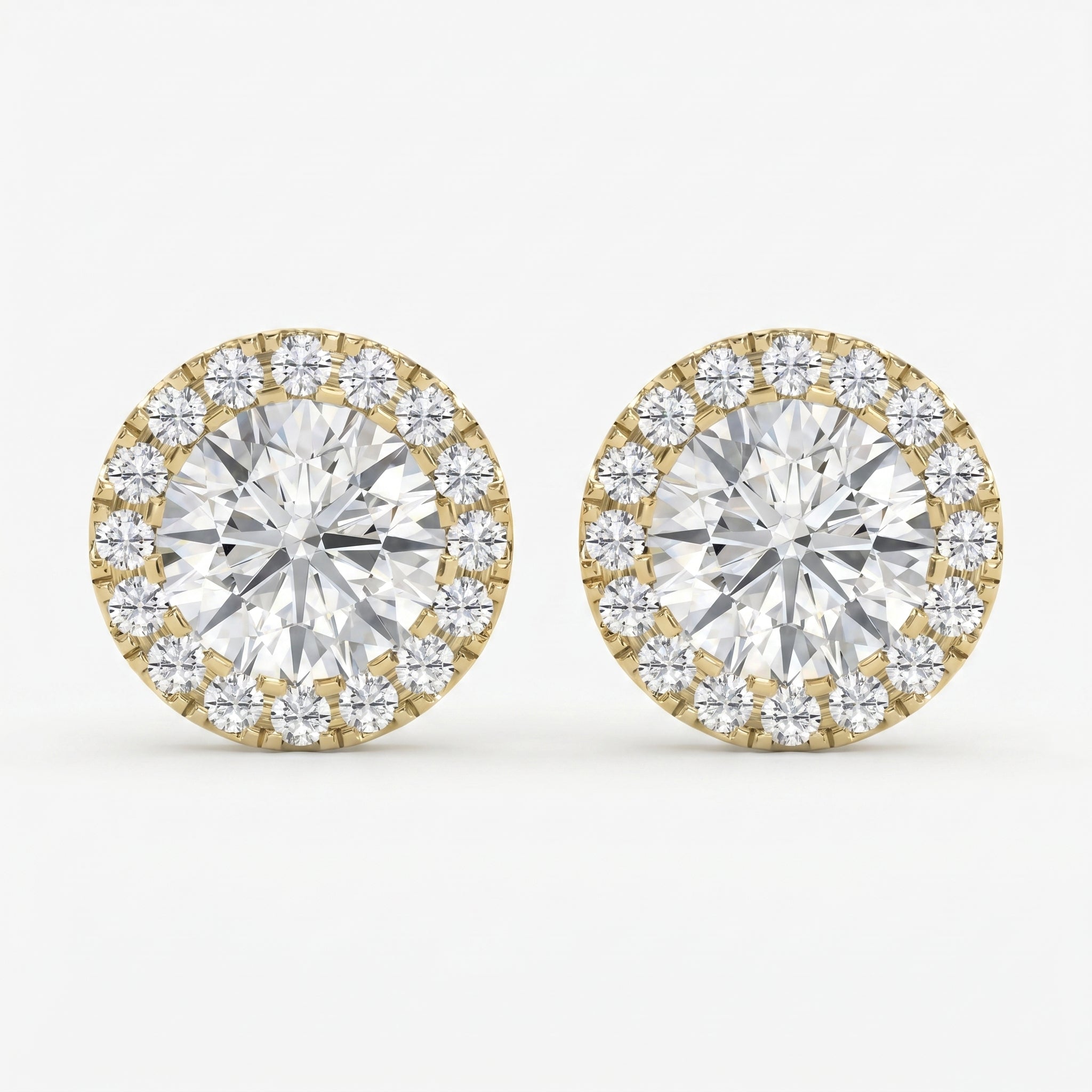 Elegant Round Diamond Halo Stud Earring