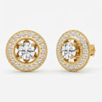 Round Diamond Halo Stud Earring