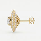 Round Diamond Halo Stud Earring