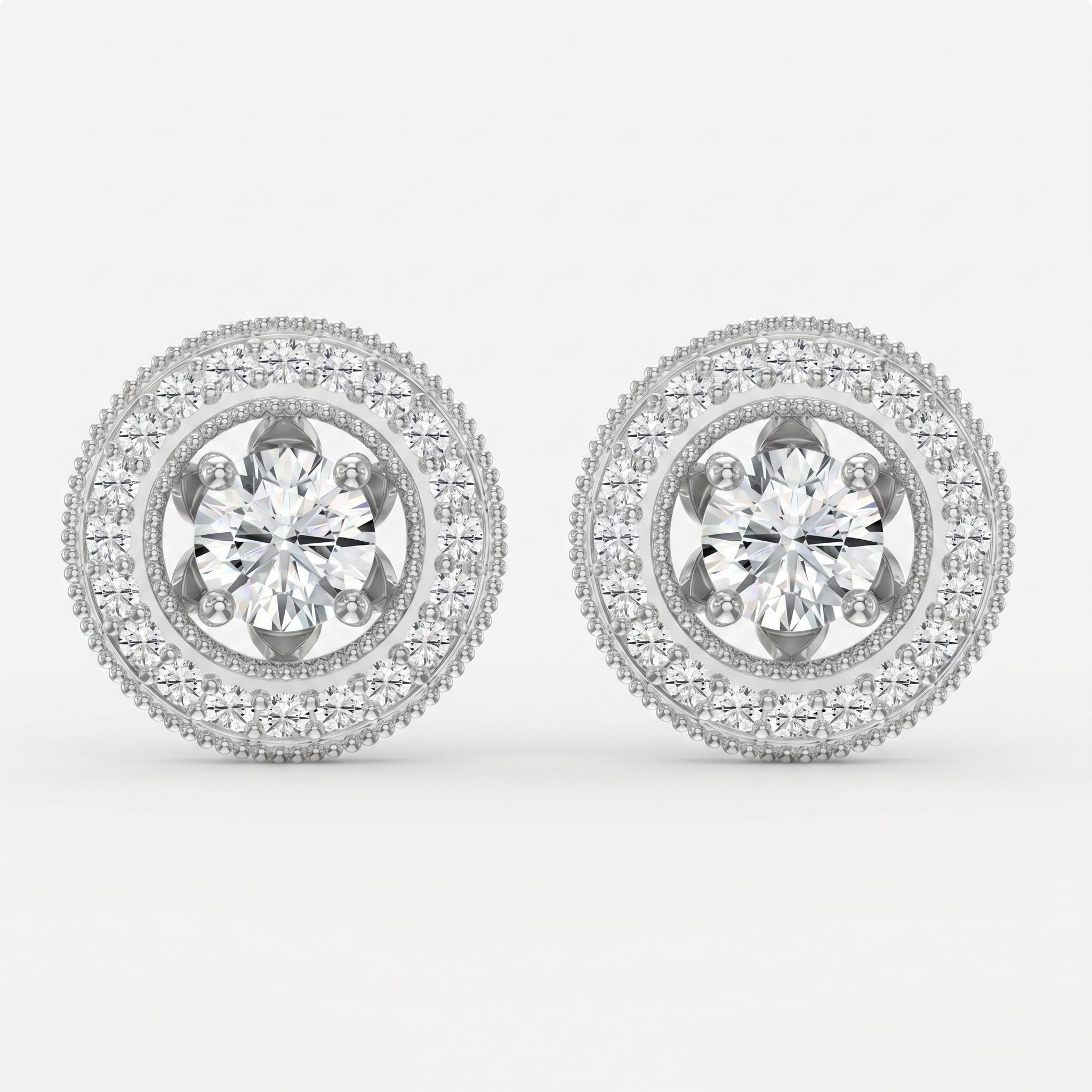 Round Diamond Halo Stud Earring
