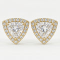 Trilliant Cut Diamond Halo Stud Earring