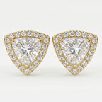 Trilliant Cut Diamond Halo Stud Earring