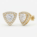 Trilliant Cut Diamond Halo Stud Earring