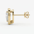 Trilliant Cut Diamond Halo Stud Earring