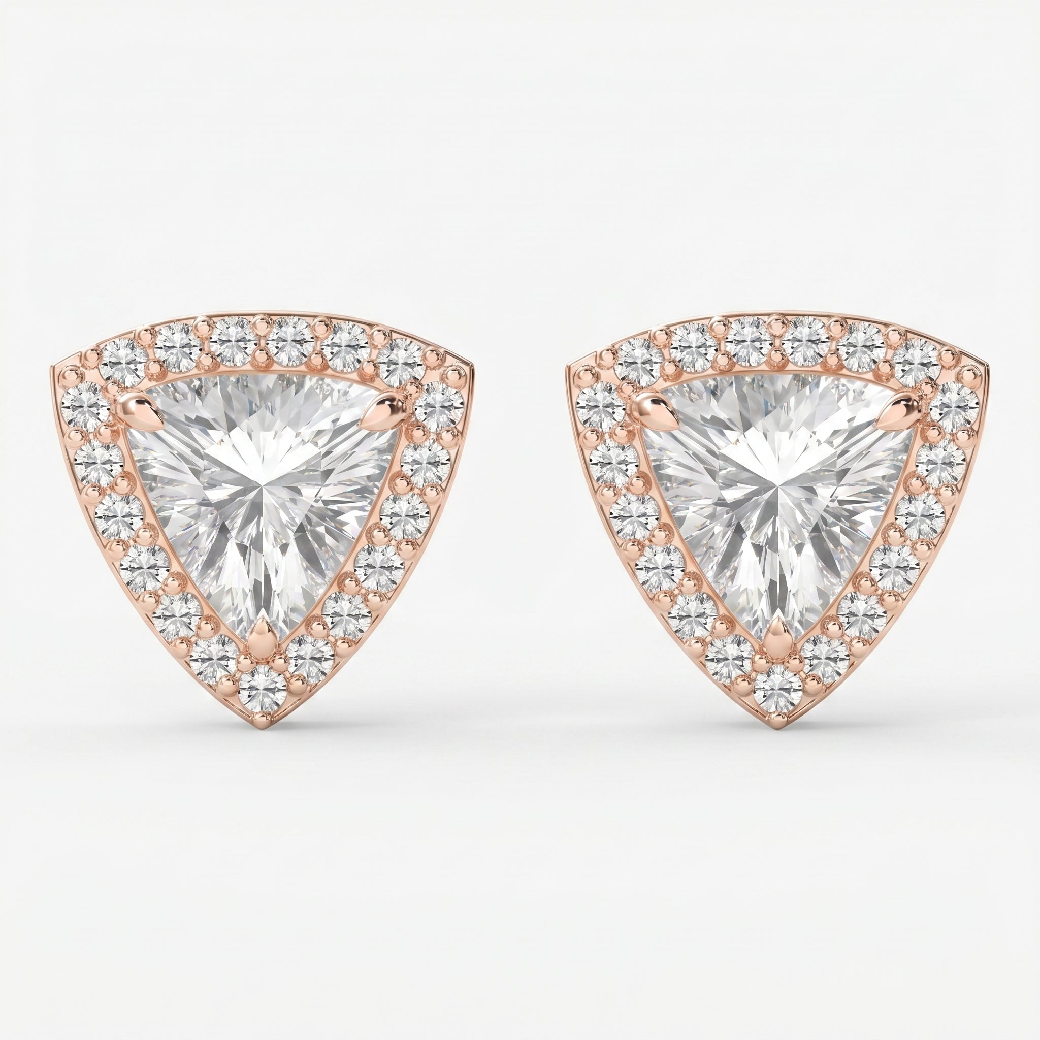Trilliant Cut Diamond Halo Stud Earring