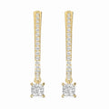 Round & Princess Cut Diamonds Pavé Design Hoops Earring
