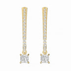 Round & Princess Cut Diamonds Pavé Design Hoops Earring