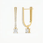 Round & Princess Cut Diamonds Pavé Design Hoops Earring