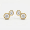 Honeycomb Hex Diamond Earring Stud