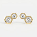 Honeycomb Hex Diamond Earring Stud