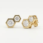 Honeycomb Hex Diamond Earring Stud