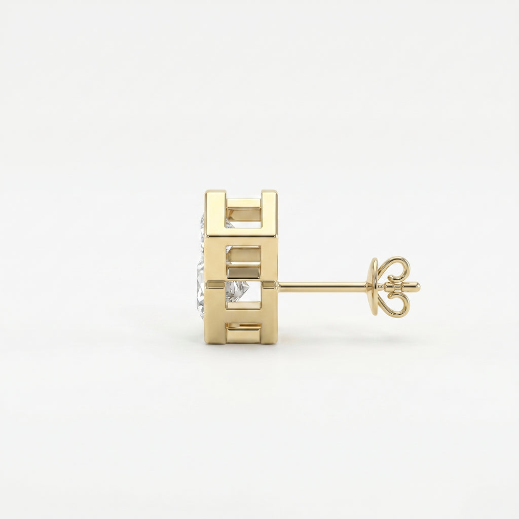 Honeycomb Hex Diamond Earring Stud