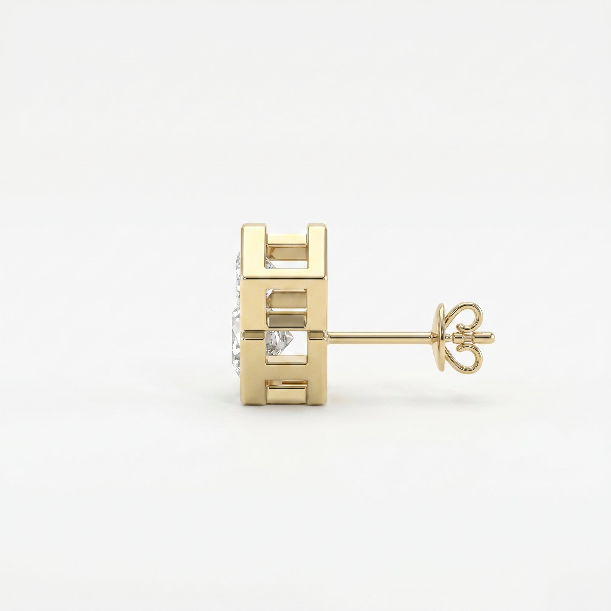 Honeycomb Hex Diamond Earring Stud