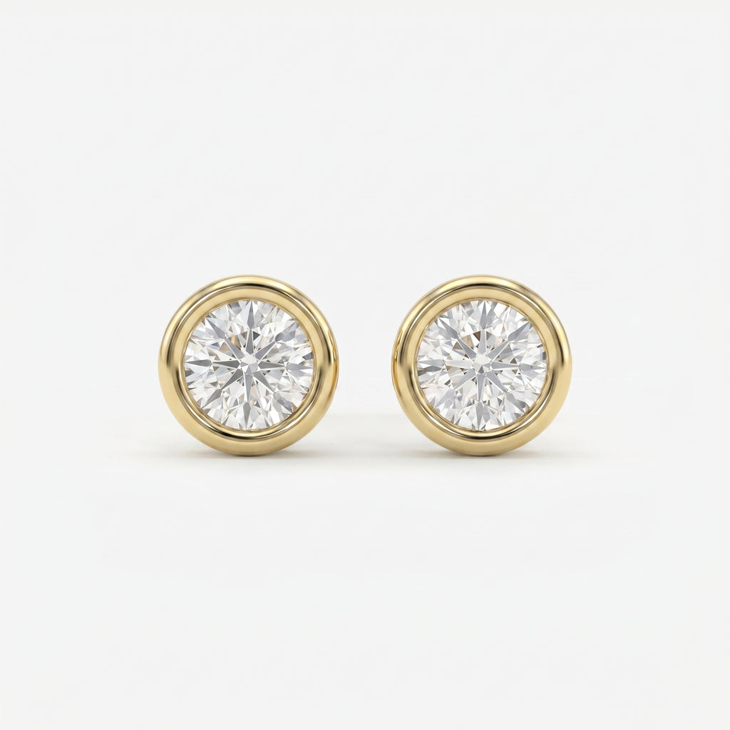 Bezel Round Stud Earrings