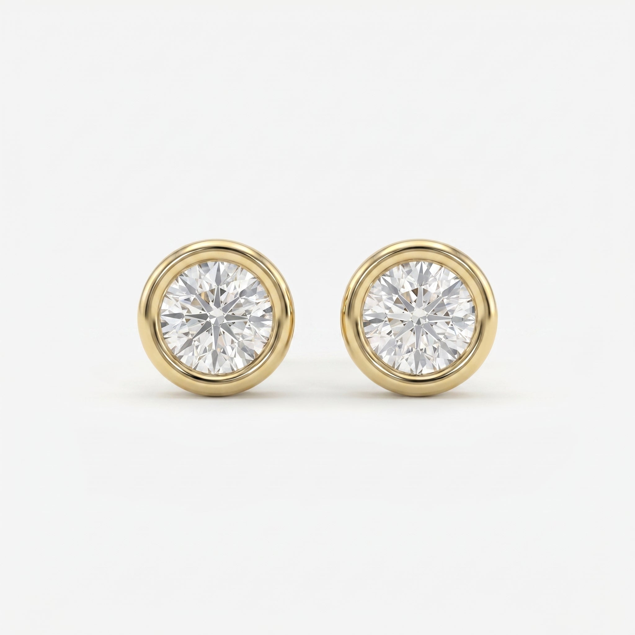 Bezel Round Stud Earrings