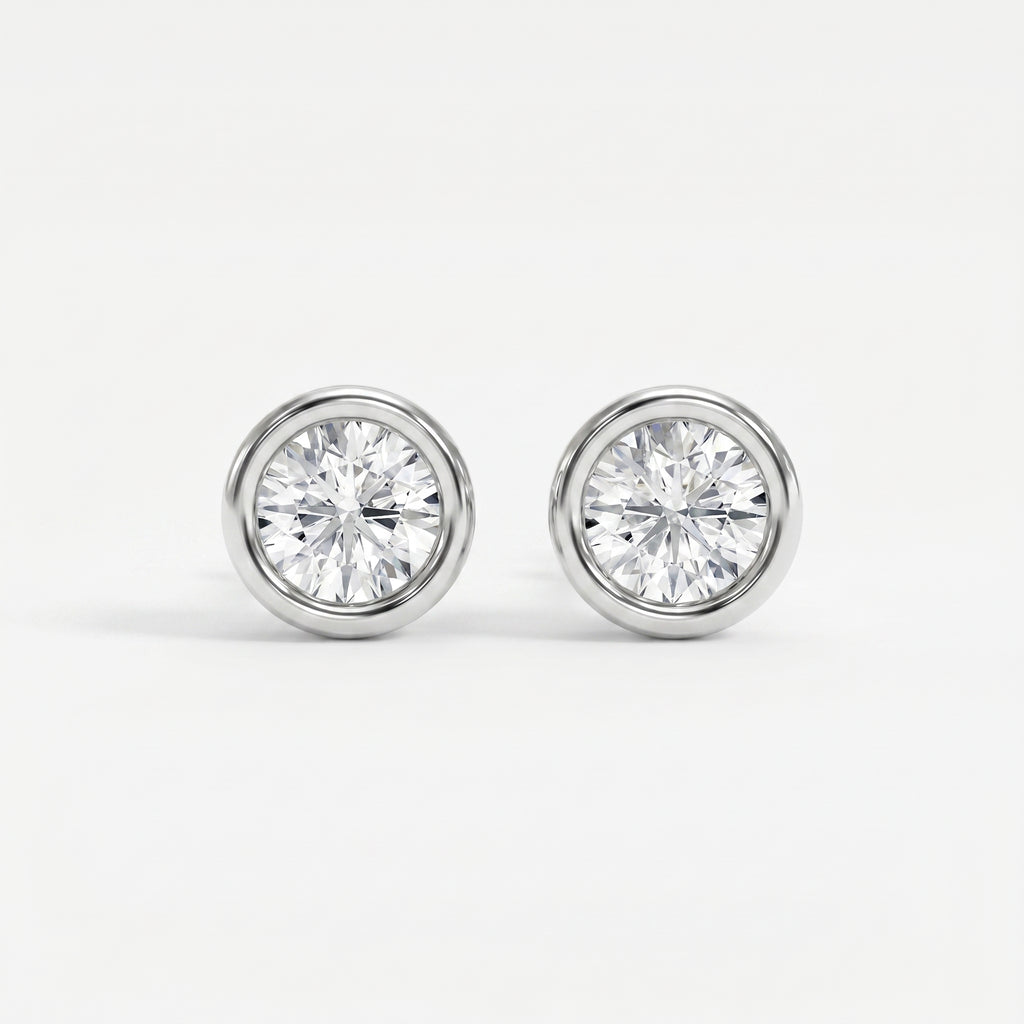 Bezel Round Stud Earrings