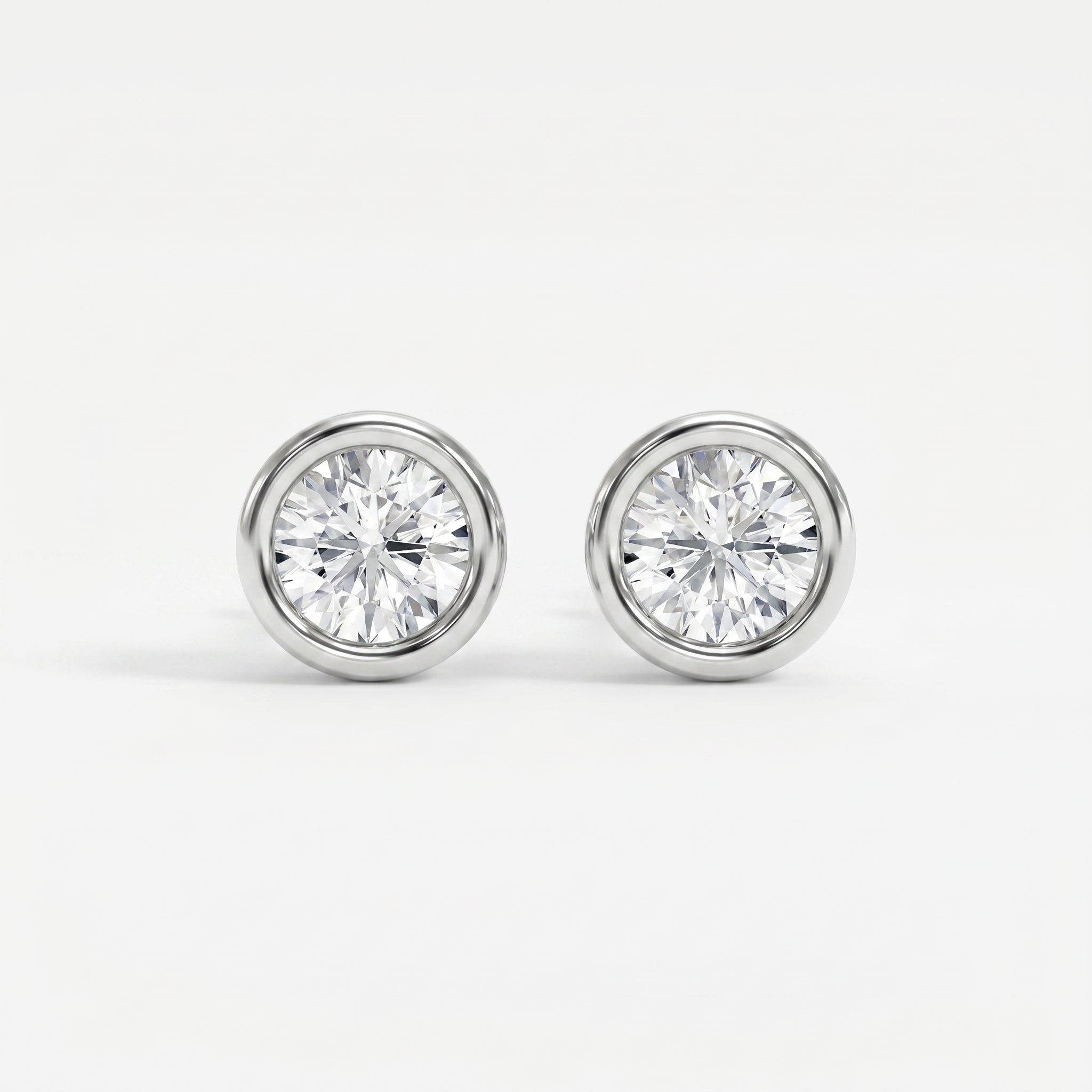 Bezel Round Stud Earrings