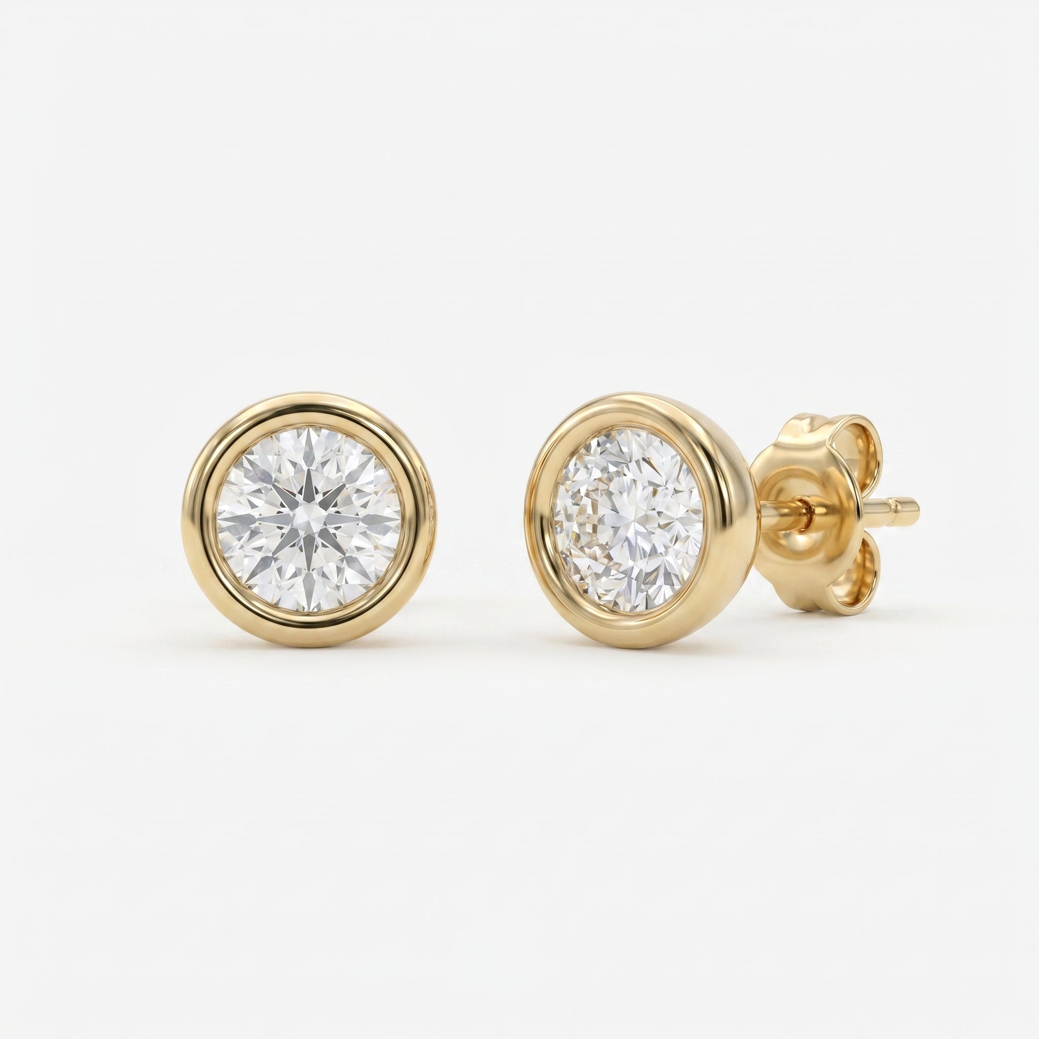 Bezel Round Stud Earrings