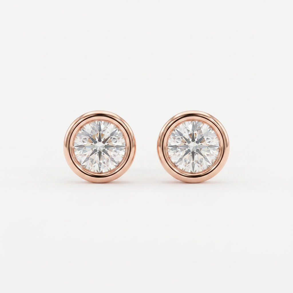 Bezel Round Stud Earrings