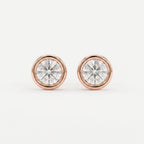 Bezel Round Stud Earrings