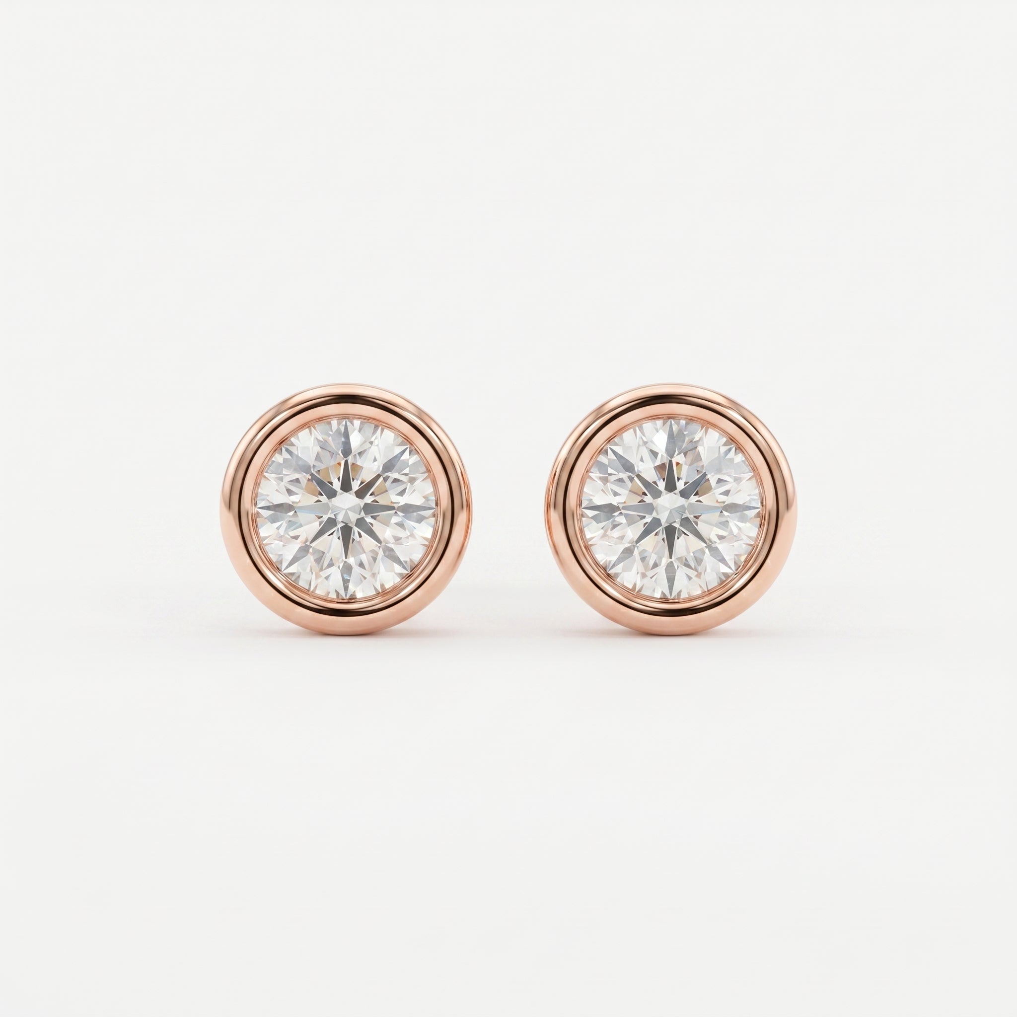 Bezel Round Stud Earrings