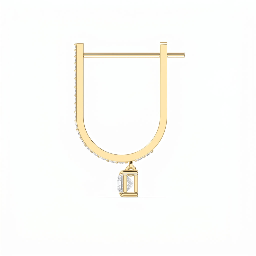 Round & Princess Cut Diamonds Pavé Design Hoops Earring