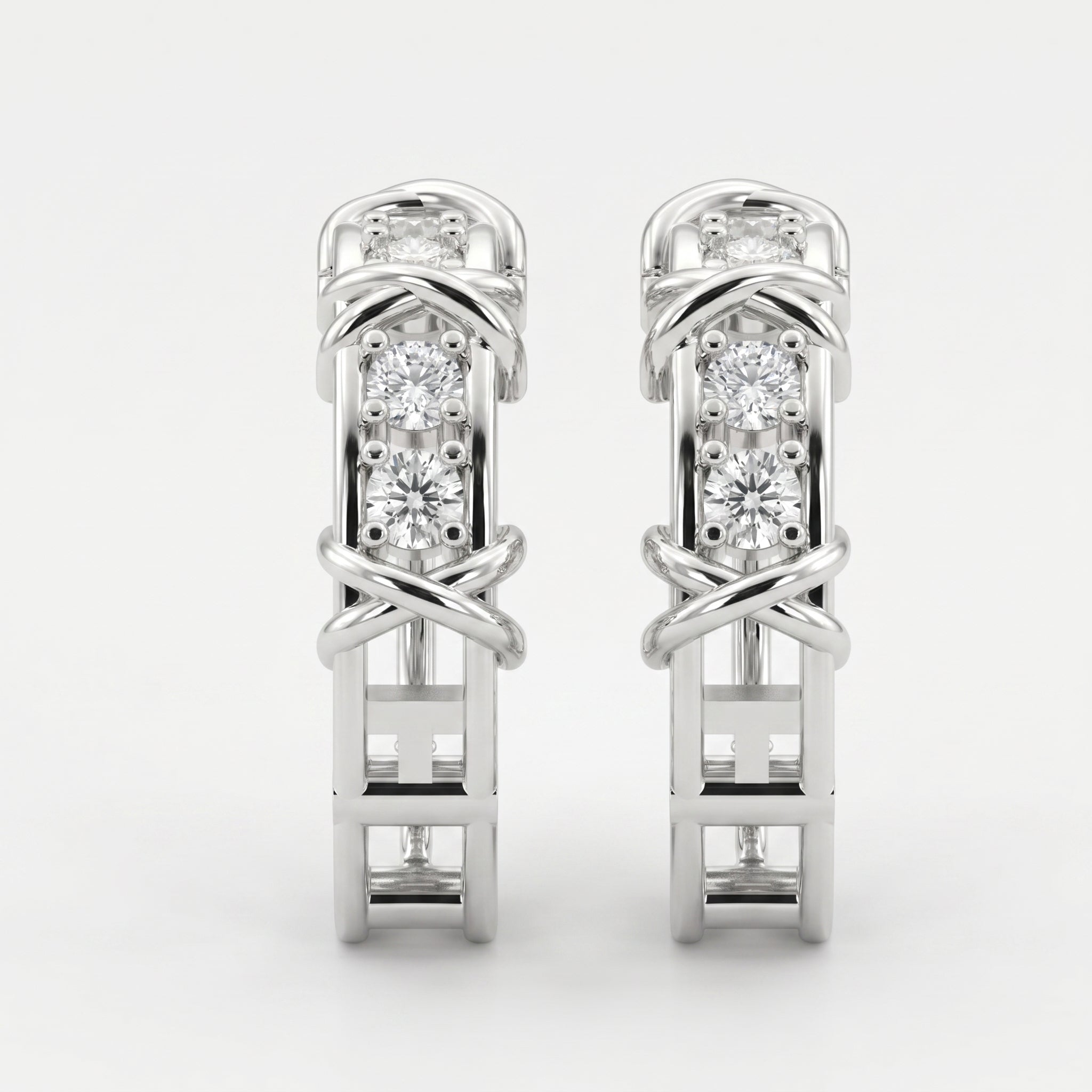 Crisscross Detailing Diamond Hoops Fine Jewelry