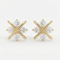 Crosshatch Design Round Diamond Fashion Earrings