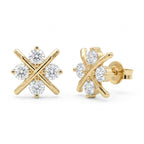 Crosshatch Design Round Diamond Fashion Earrings