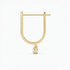 Elegant U- Shape Diamond Hoops Solitaire Fine Jewelry