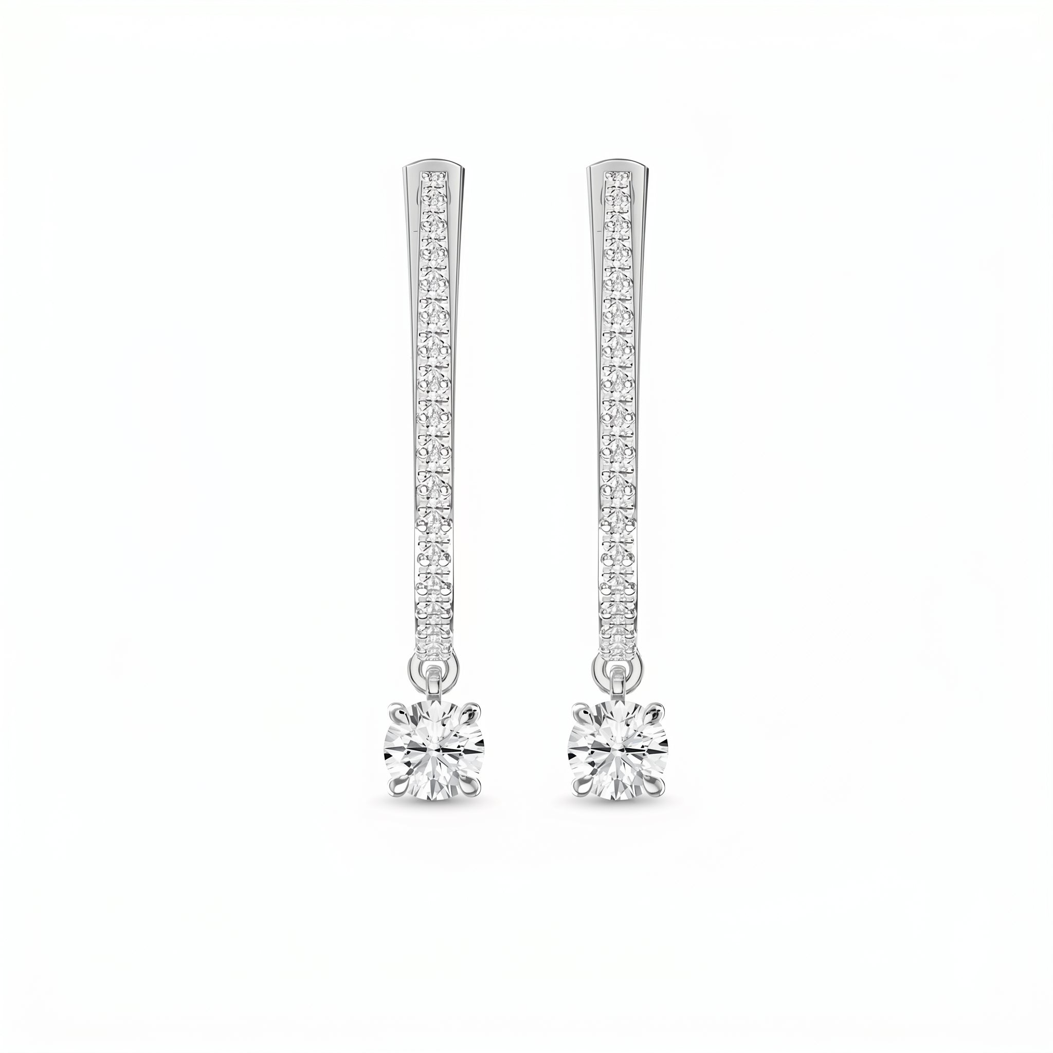 Elegant U- Shape Diamond Hoops Solitaire Fine Jewelry