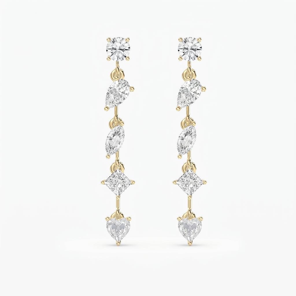Multi Shape Diamond Drop Earring