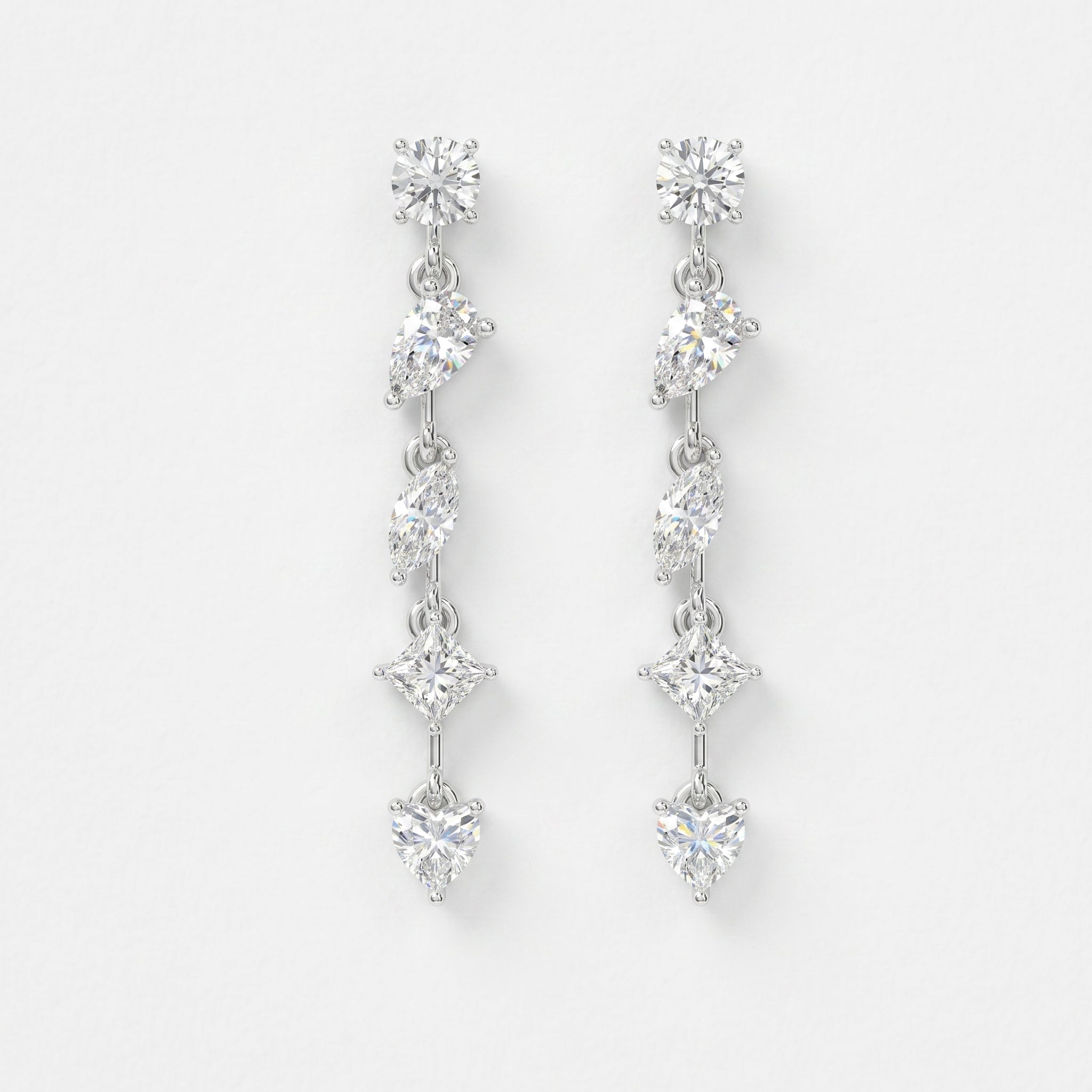 Multi Shape Diamond Drop Earring