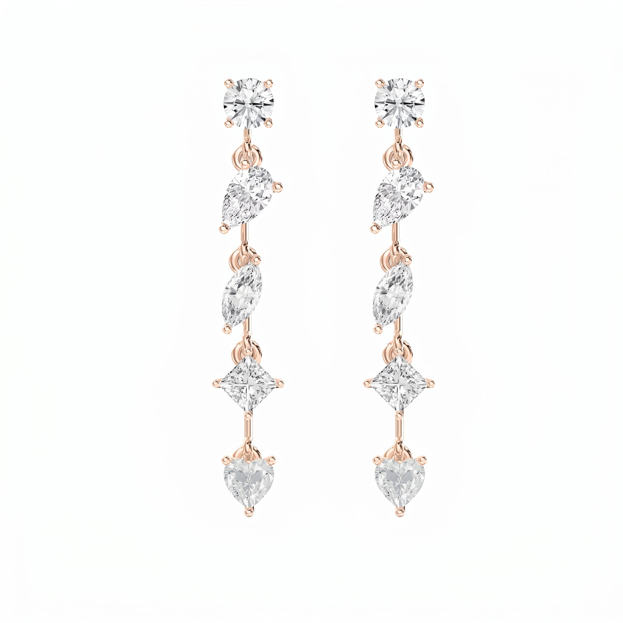 Multi Shape Diamond Drop Earring