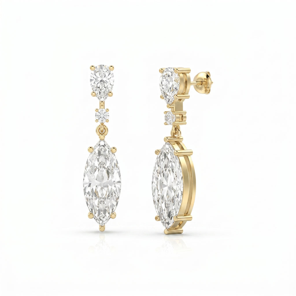 Triple Cut Drop Dangle Design Earring
