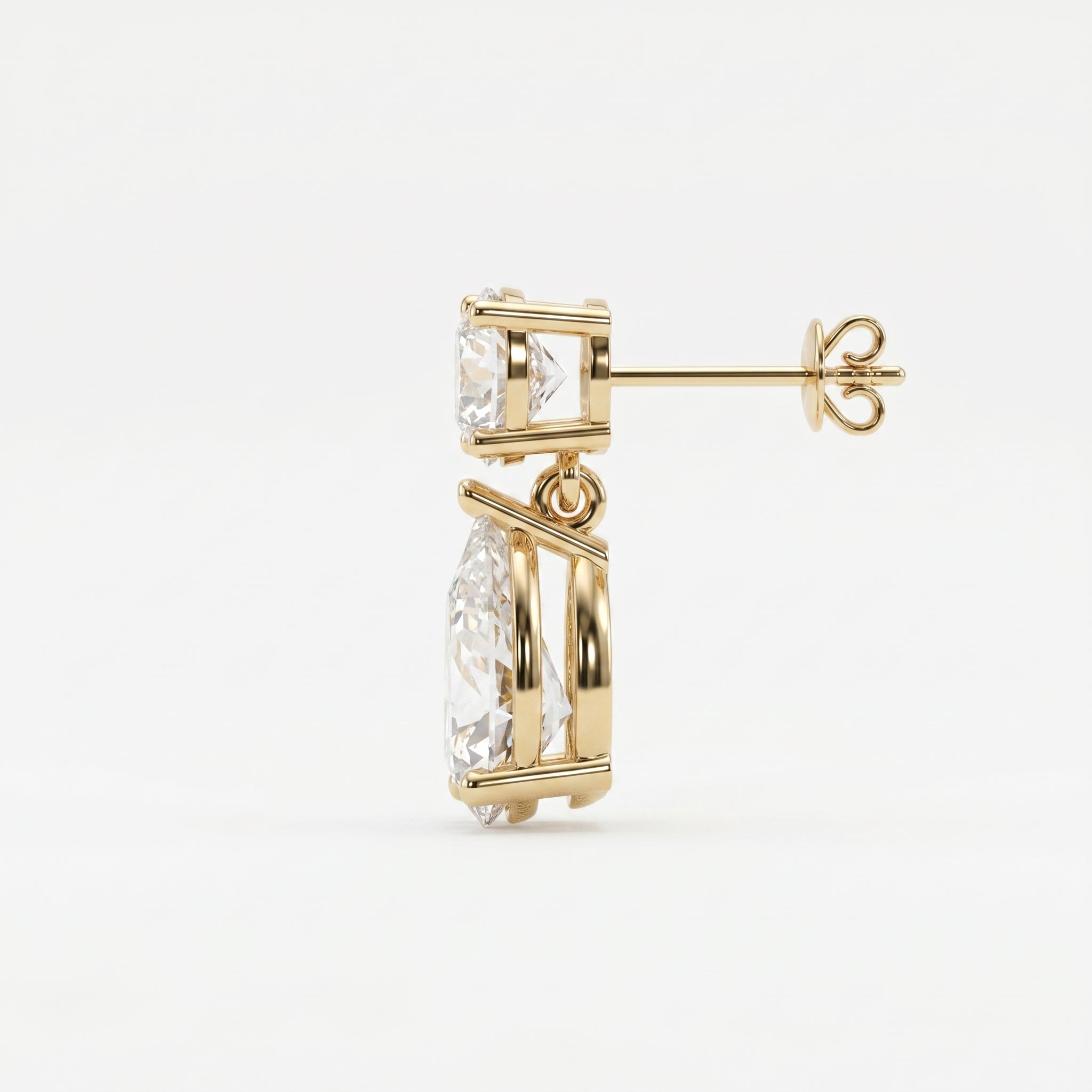 Round & Pear Diamond Drop Dangle Earring