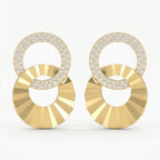 Luxury Pavé Double Circle Round Diamond Drop Earrings