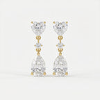 Romantic Heart & Pear Cut Diamond Drop Dangle Earring