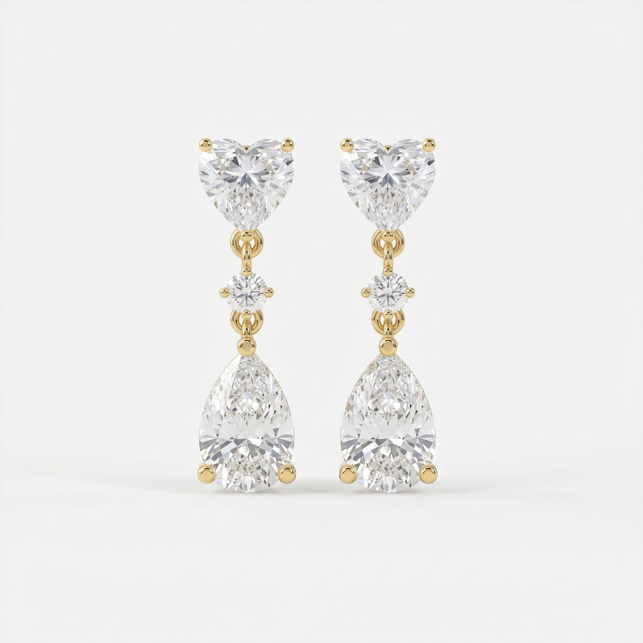 Romantic Heart & Pear Cut Diamond Drop Dangle Earring
