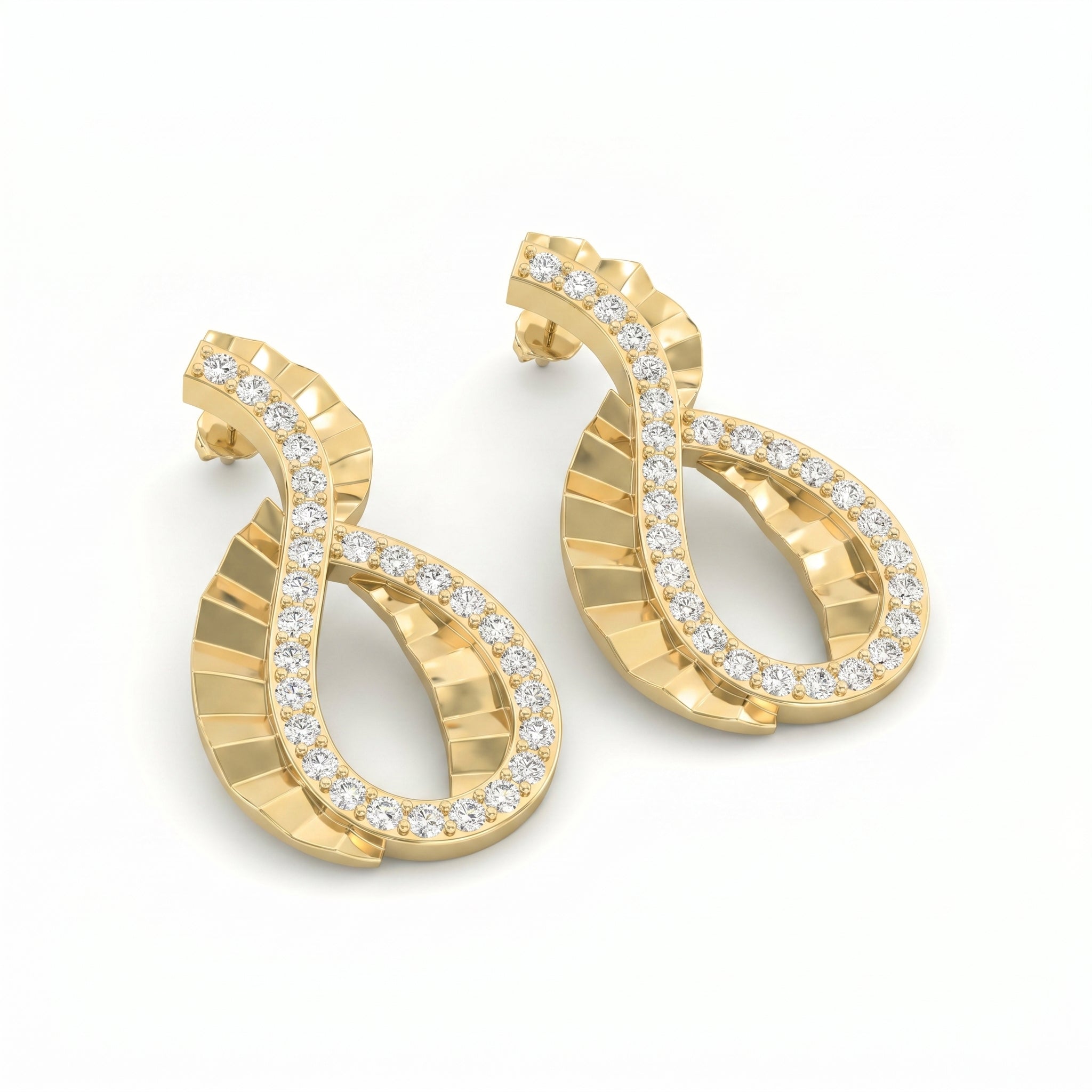 Elegant Pavé Round Diamond Infinity Style Fashion Earrings