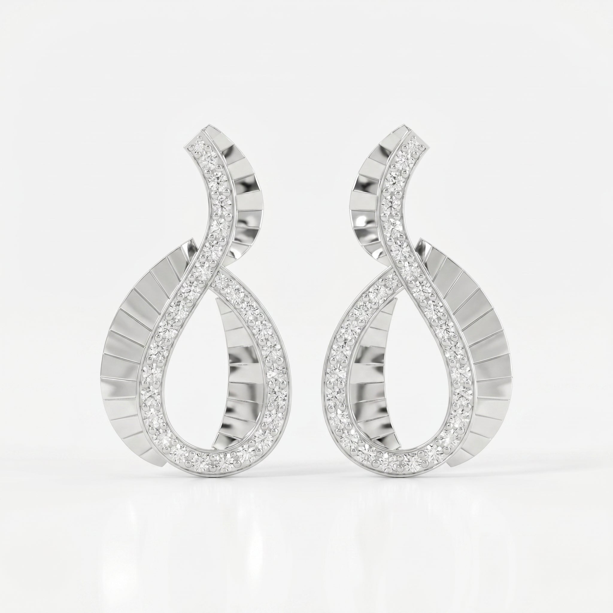 Elegant Pavé Round Diamond Infinity Style Fashion Earrings